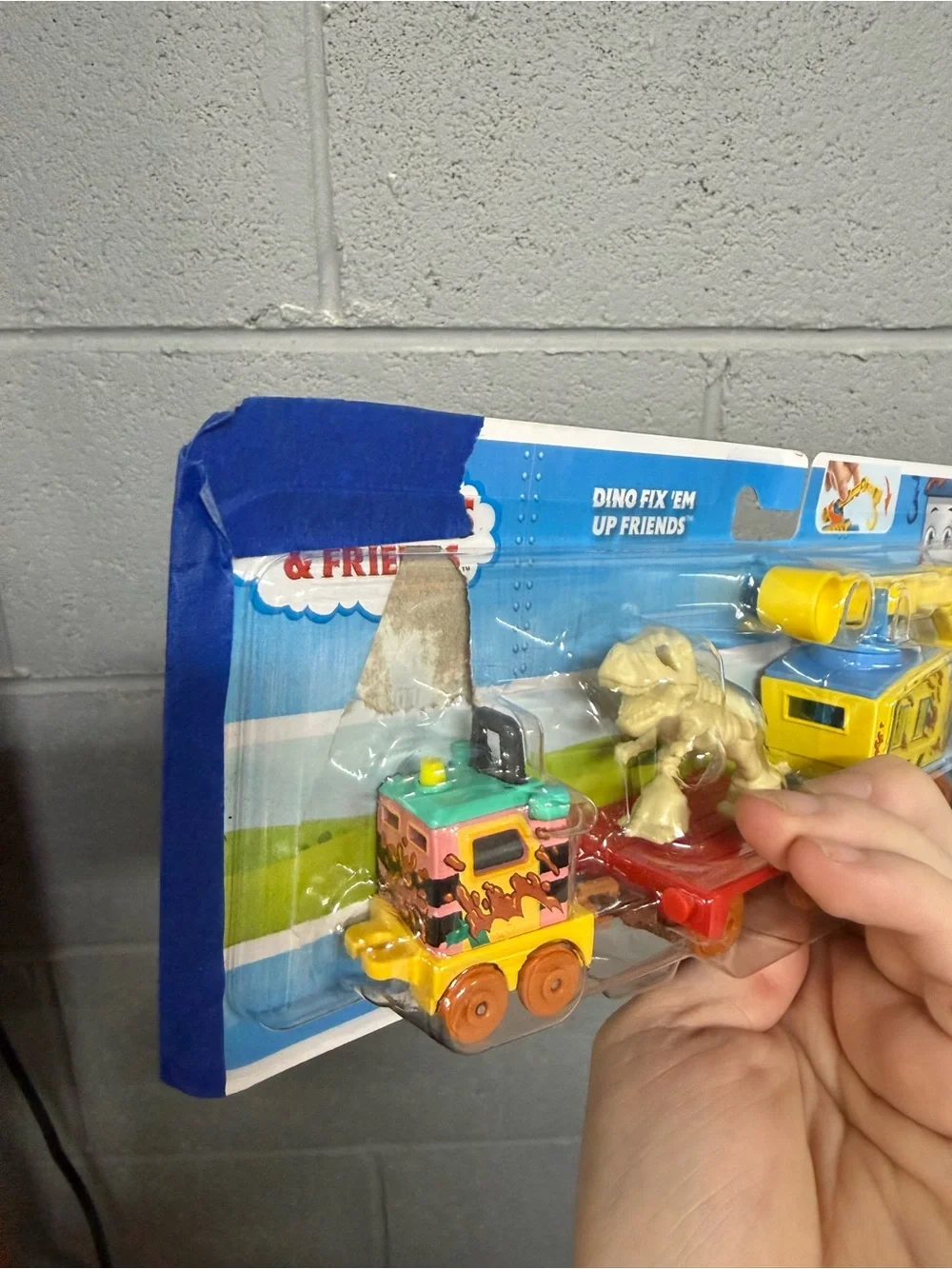 Thomas & Friends Yellow Dino Rescue Crane Train with Orange Wheels